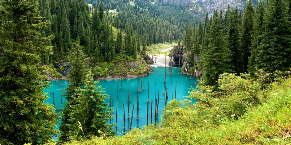 Lac Kaindy dans le Tien-Shan